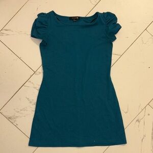 Forever 21 Teal Puff Sleeve Dress Medium